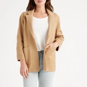 Quince Organic Knit Cotton Blazer, Camel, XS